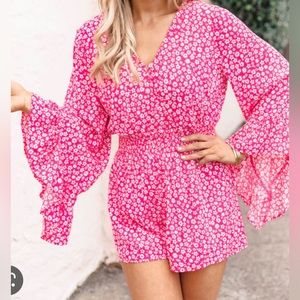 Red PINK LILY Romper